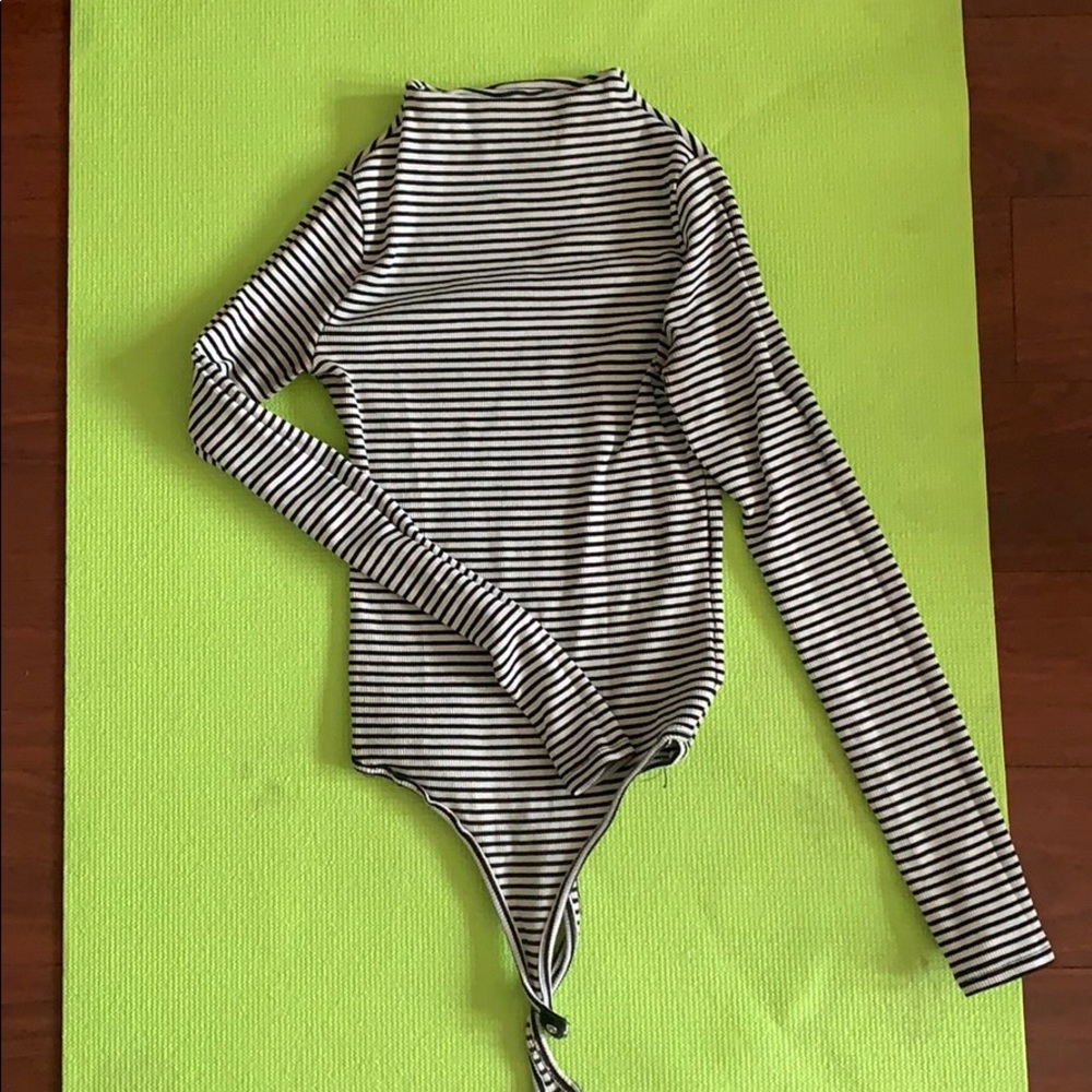 Black and white high neck body suit